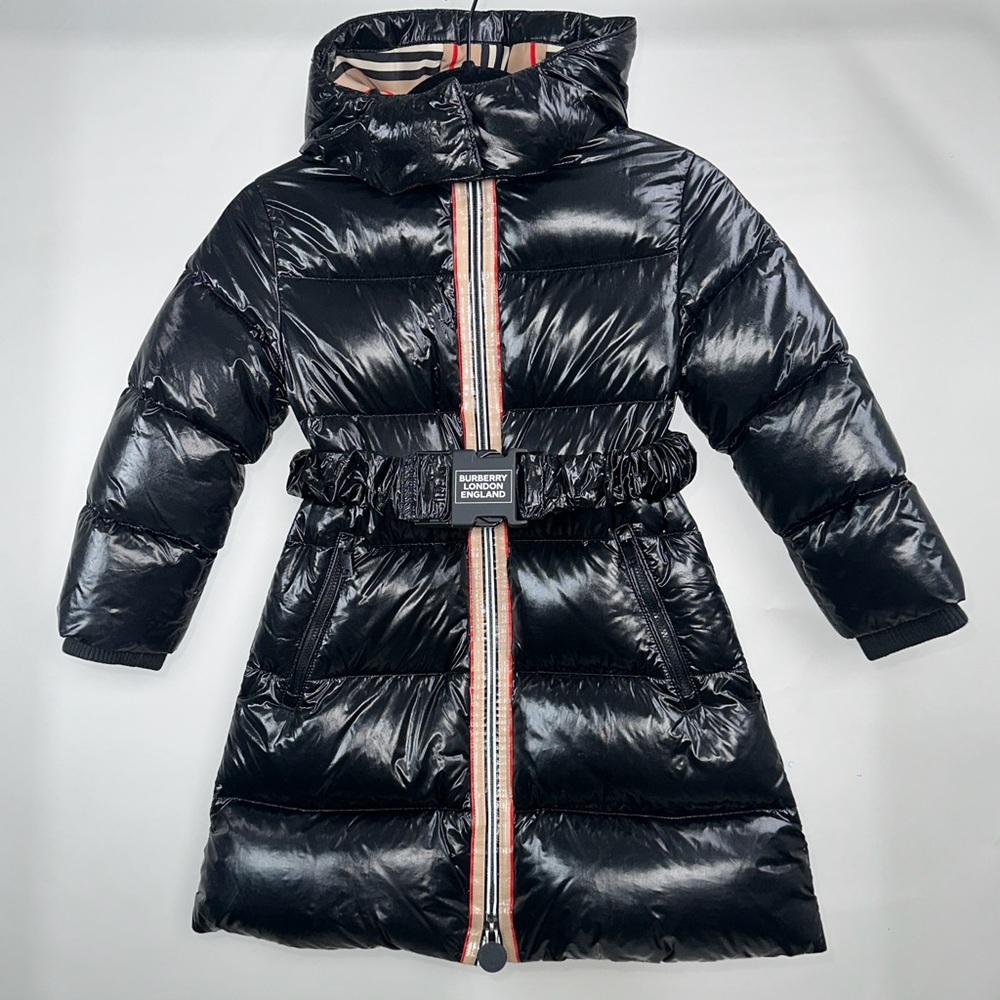 BURBERRY LONDON GIRL'S ABRIANA DOWN PUFFER JACKET COAT IN BLACK 6T